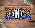 Rainbow Leopard Print License Plate , Monogram Vanity Monogram License Plate