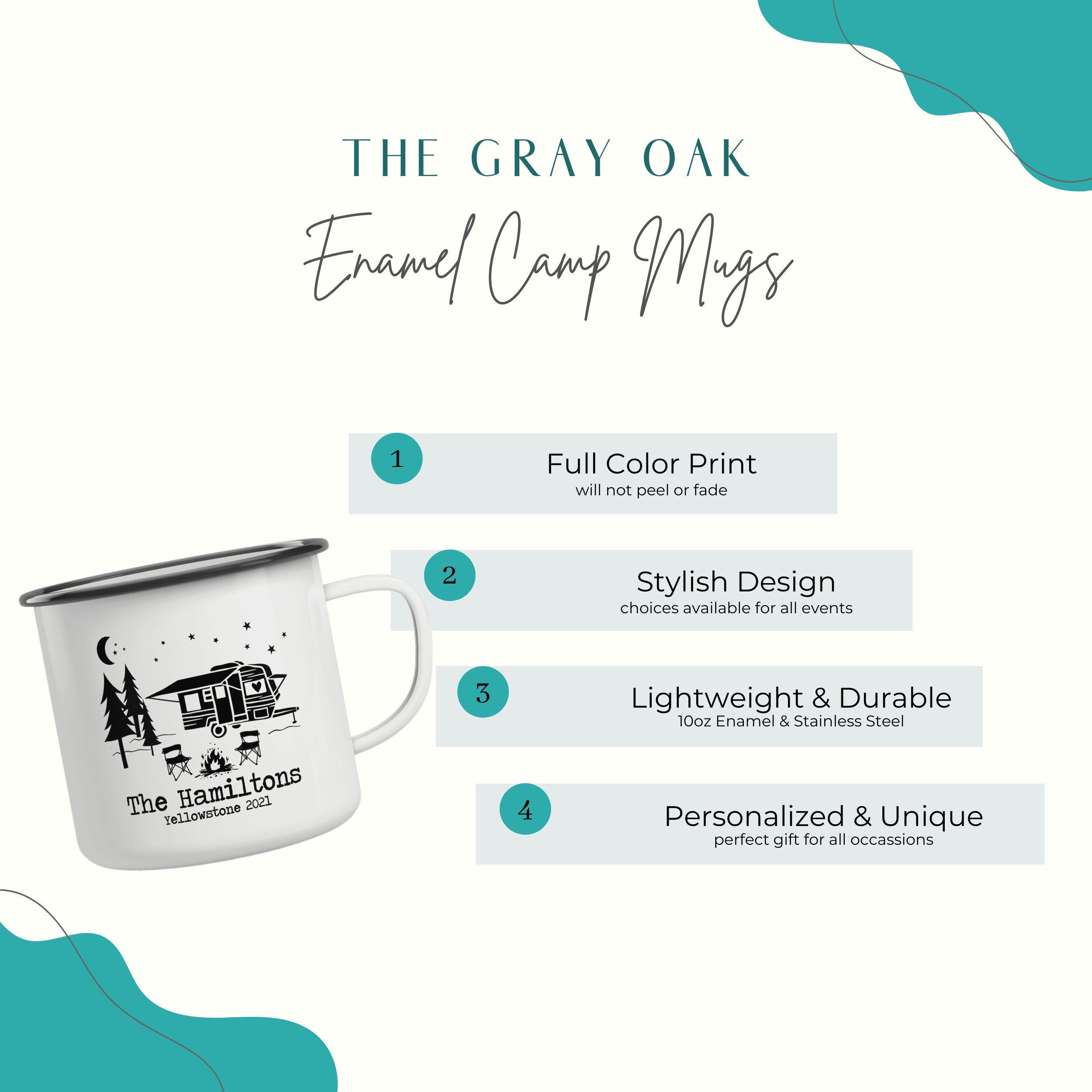 Personalized Camping Mug, Custom Enamel Mug, Personalized Coffee Mug, Campfire Mug