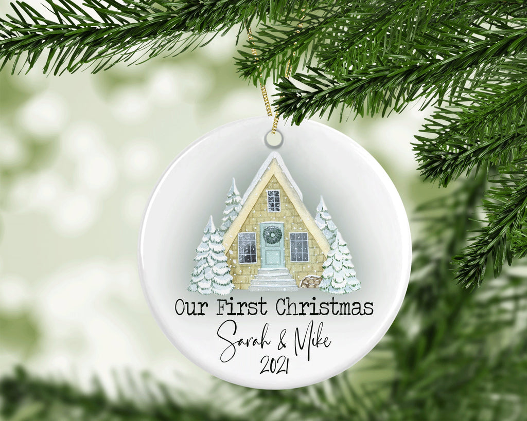 Personalized Our First Christmas Ornament, House Christmas Ornament, Newlyweds Ornament