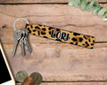 Personalized Wristlet Keychain, Brown Cheetah Key Fob, Custom Keychain