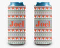 Ugly Christmas Sweater Can Cooler, Holiday Sweater Gray Green Personalized Can Cooler Sleeve