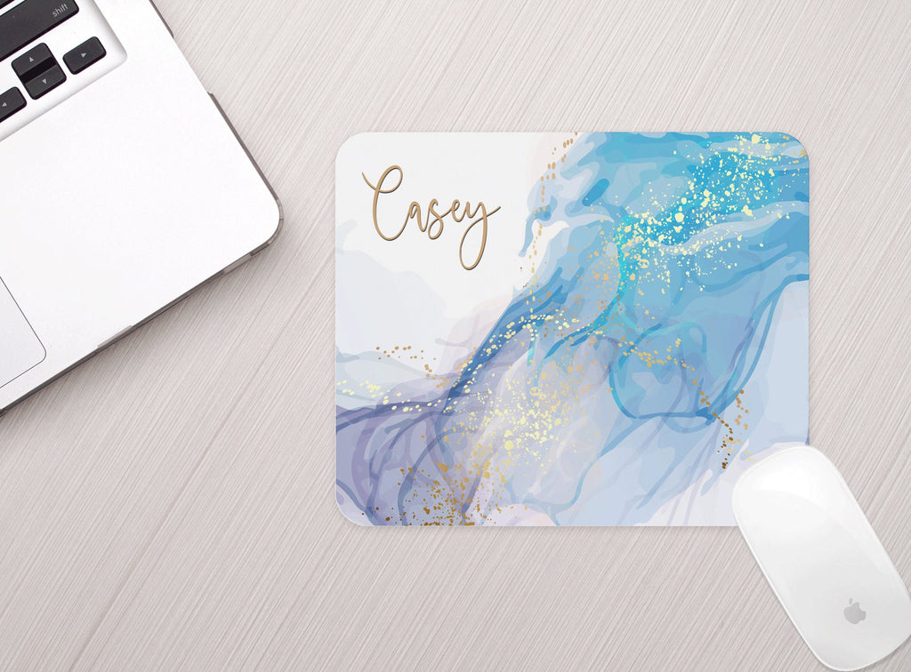 Personalized Marble Mousepad Personalized Blue Purple Marble Monogram Mouse pad