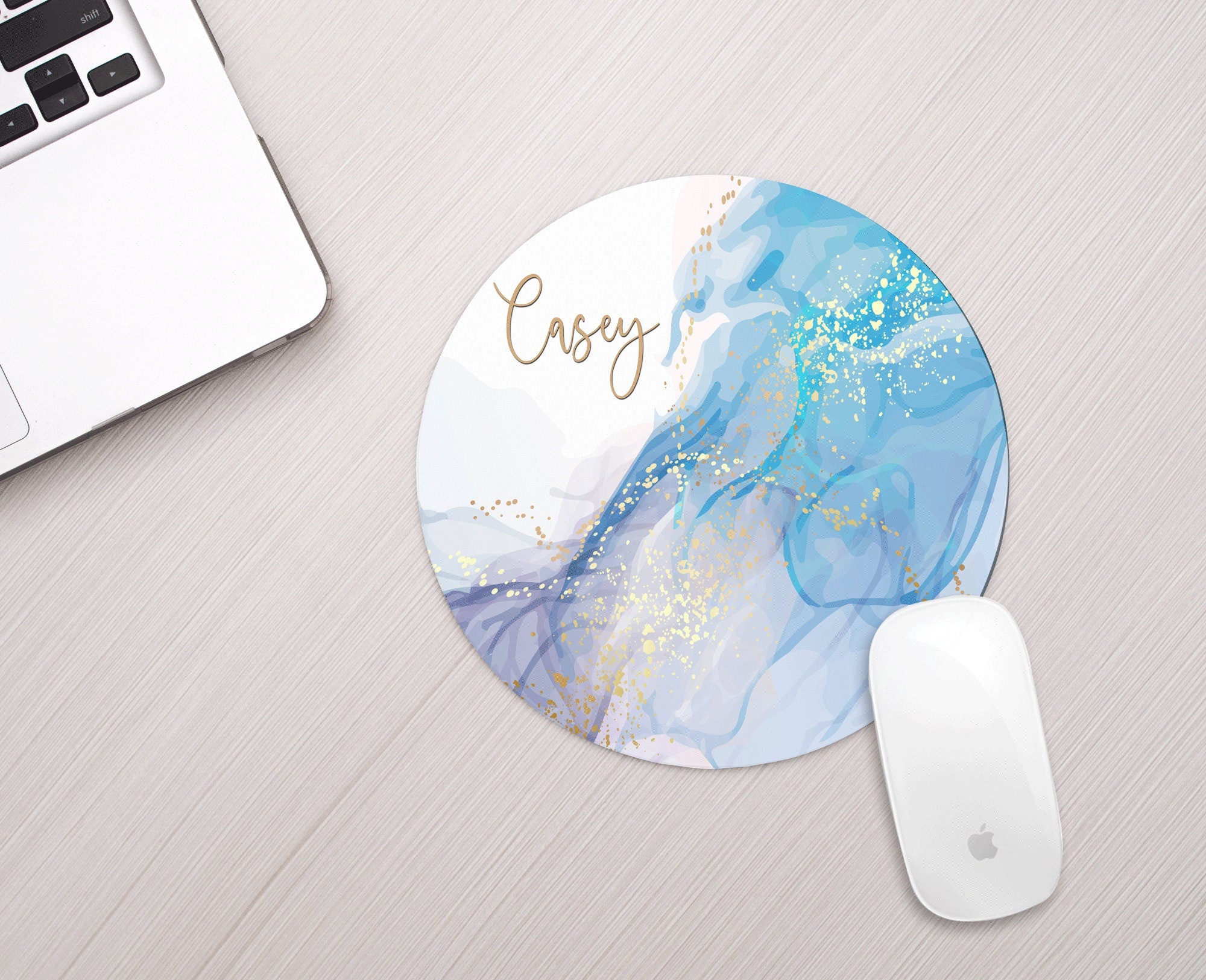 Personalized Marble Mousepad Personalized Blue Purple Marble Monogram Mouse pad