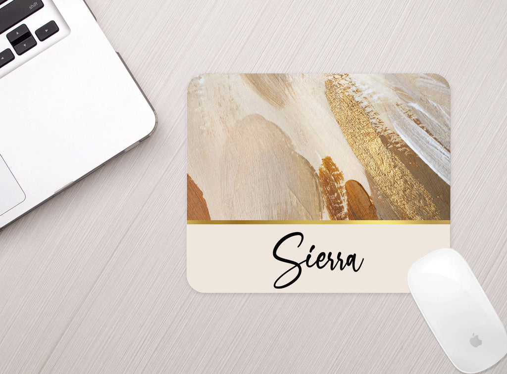Personalized Neutral Gold Mousepad Personalized Monogram Mouse pad