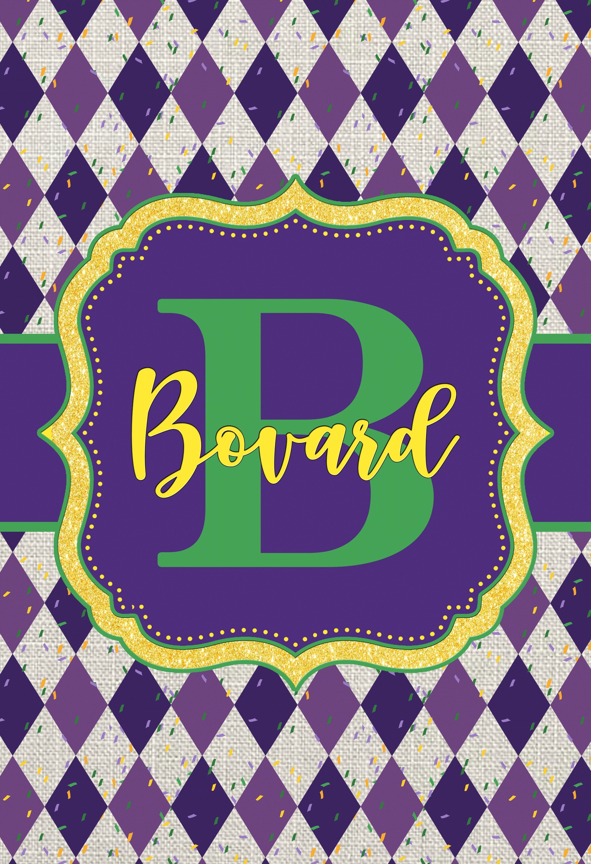 Personalized Welcome Garden Flag, Mardi Gras Garden Flag, Custom Mardi Gras Garden Flag