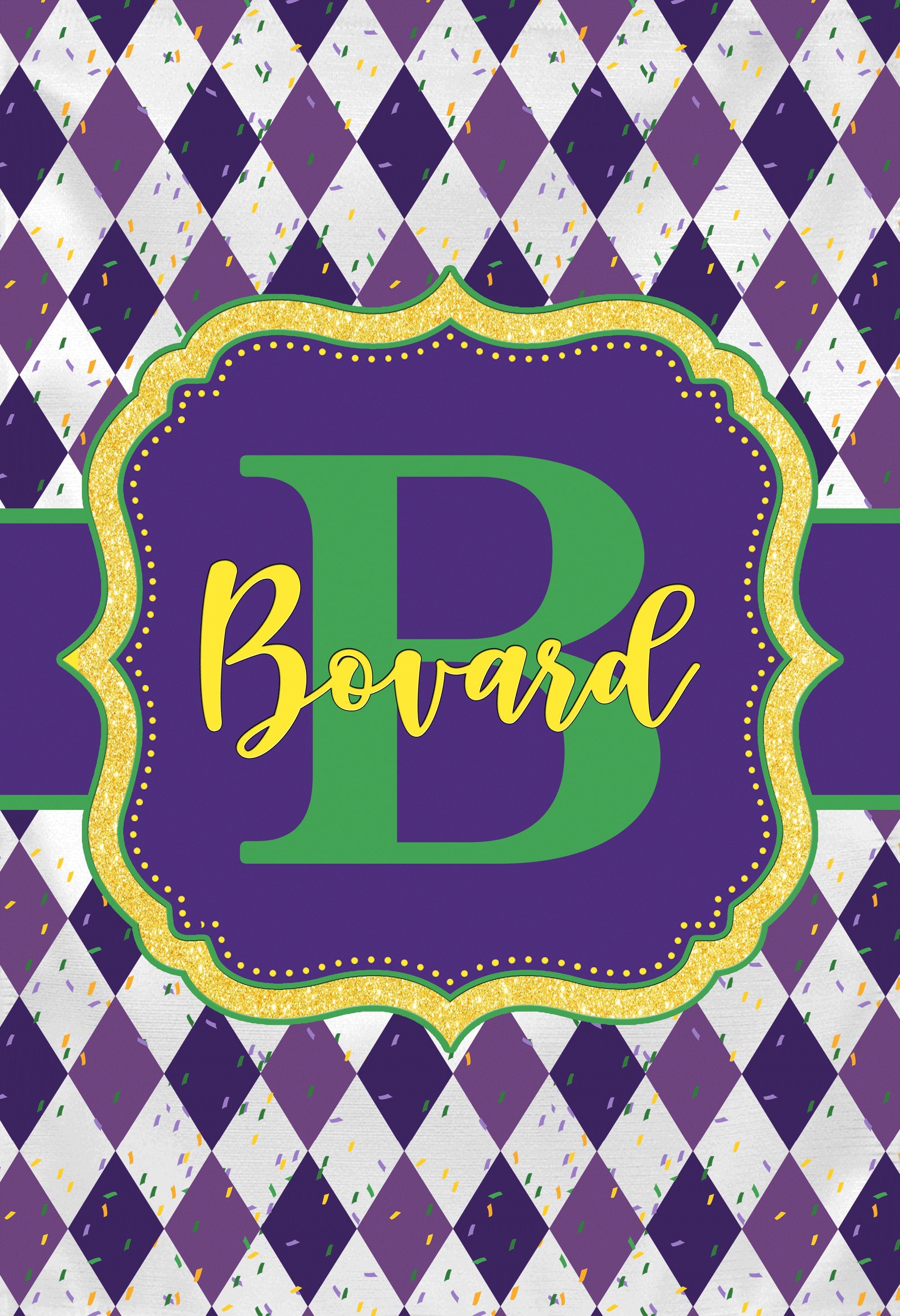 Personalized Welcome Garden Flag, Mardi Gras Garden Flag, Custom Mardi Gras Garden Flag