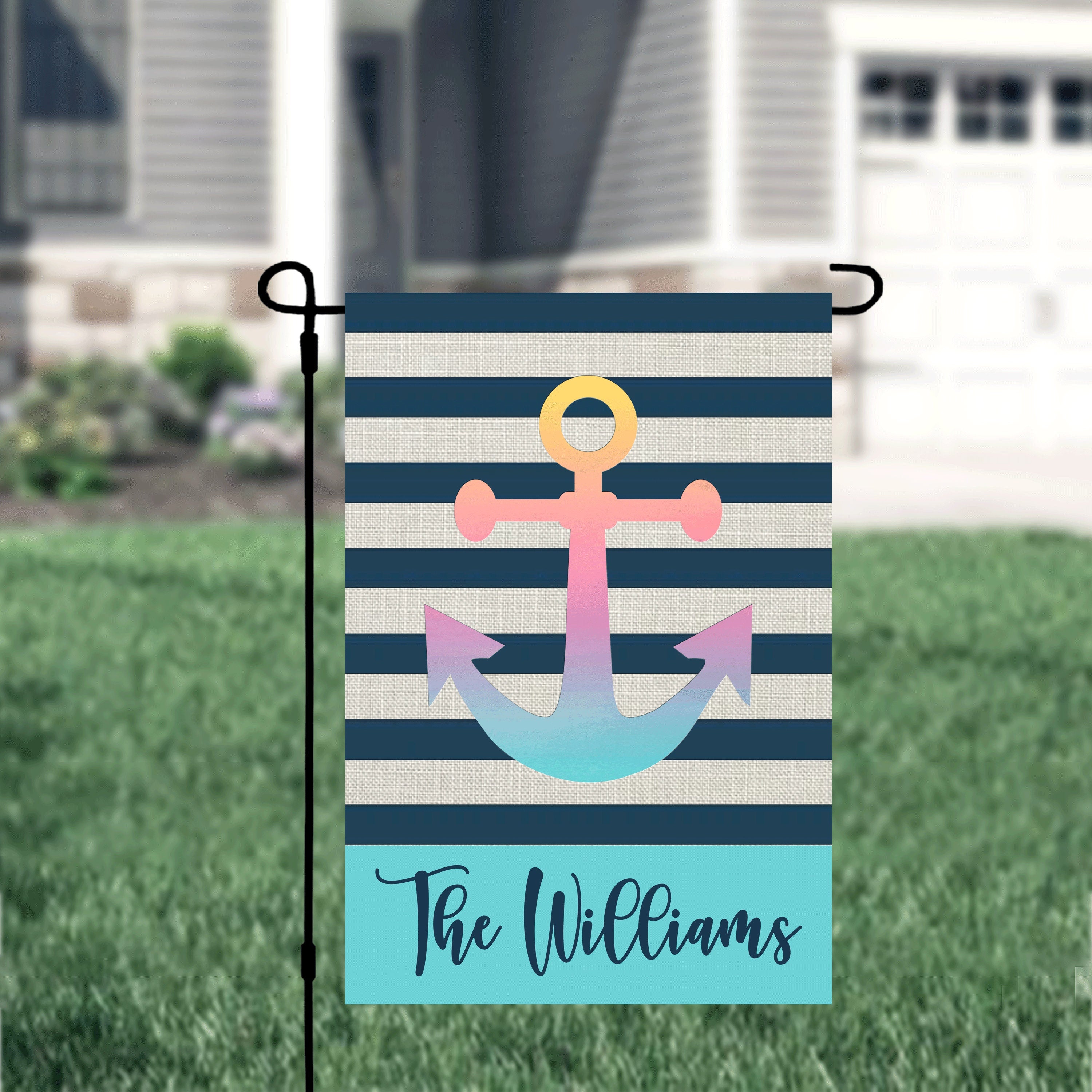 Personalized Welcome Garden Flag, Anchor Garden Flag, Custom Lake House Anchor Garden Flag