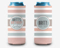 Birthday Event Neutral Striped Can Cooler Pink Neutral Vacation Personalized Can Cooler Sleeve