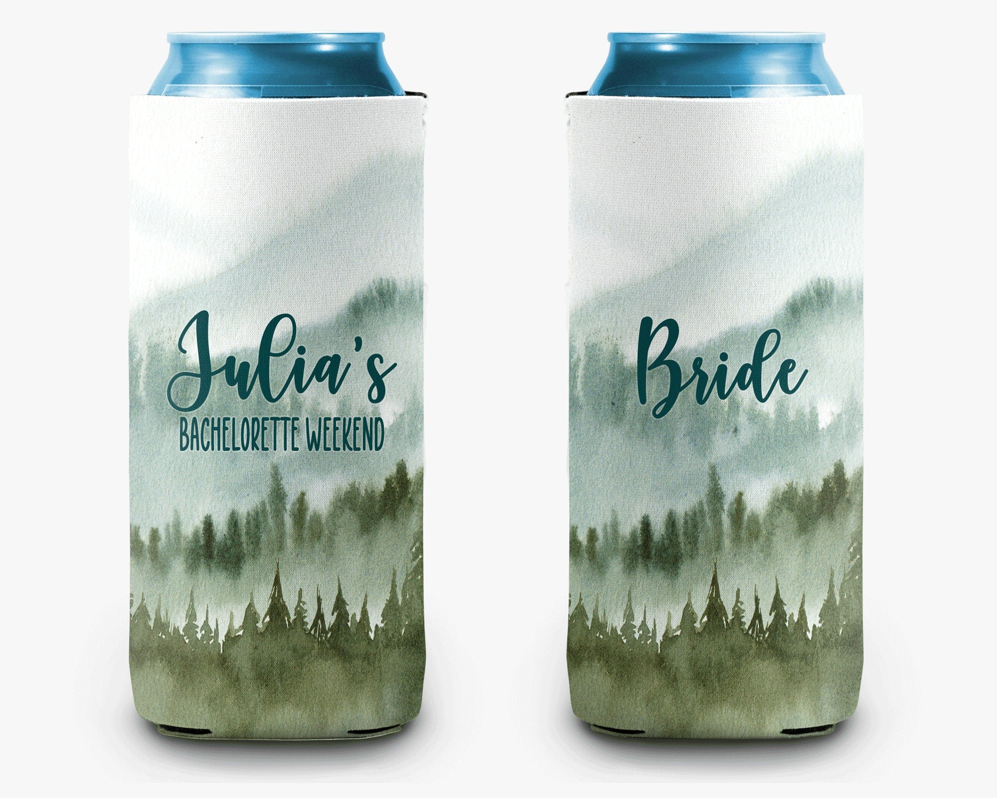 Mountain Bachelorette Party Can Cooler Green Mountain Girls Trip Personalized Can Cooler Sleeve