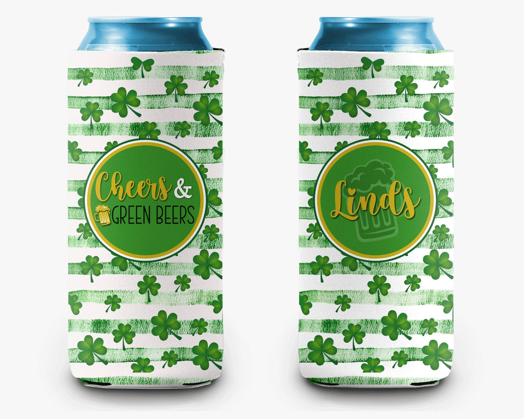 Shamrock St. Patrick's Day Can Cooler St. Paddy's Day Personalized Can Cooler Sleeve
