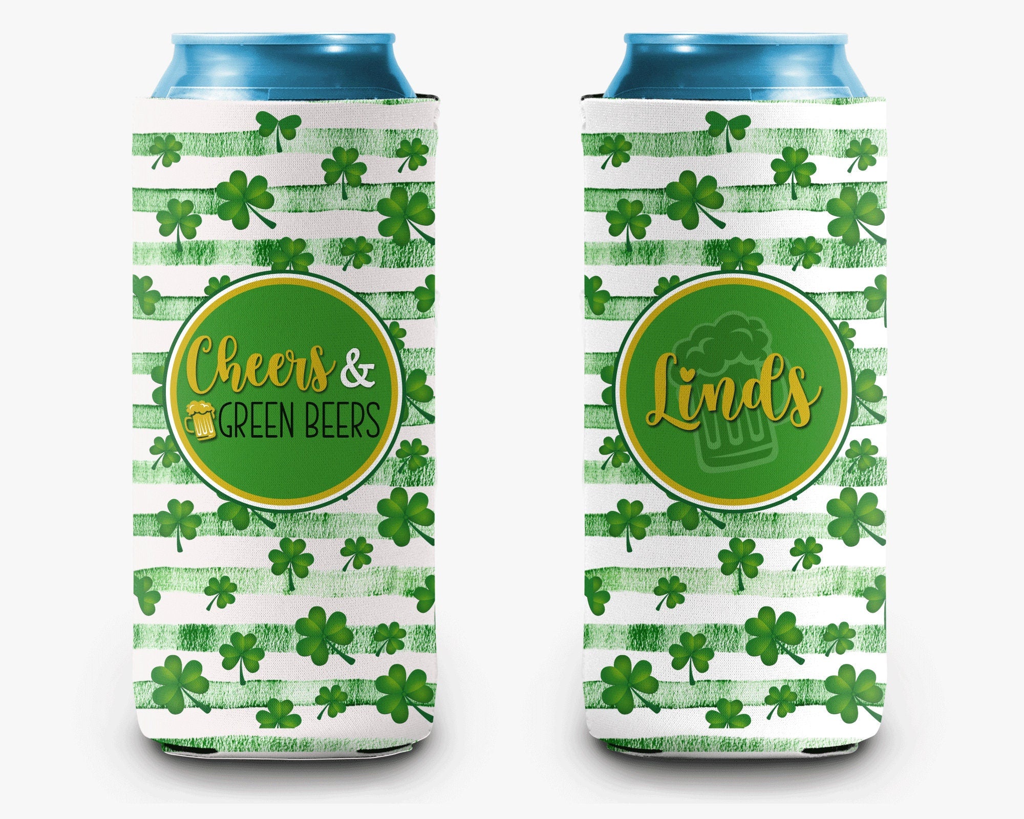 Shamrock St. Patrick's Day Can Cooler St. Paddy's Day Personalized Can Cooler Sleeve