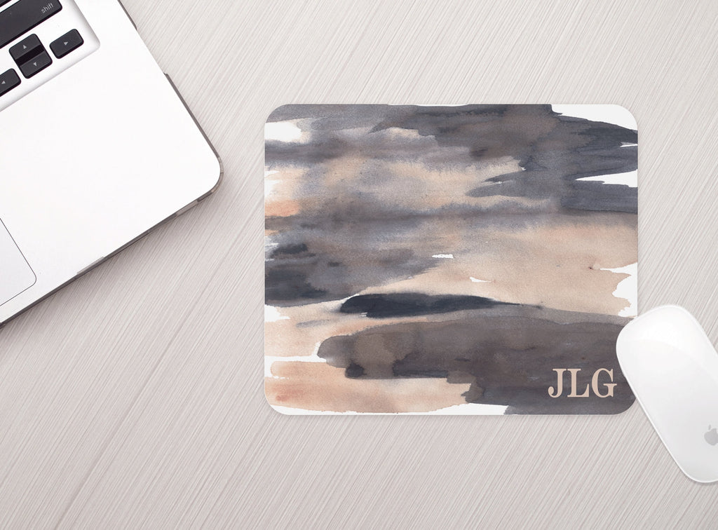 Personalized Mousepad Neutral Watercolor Personalized Monogram Mouse pad