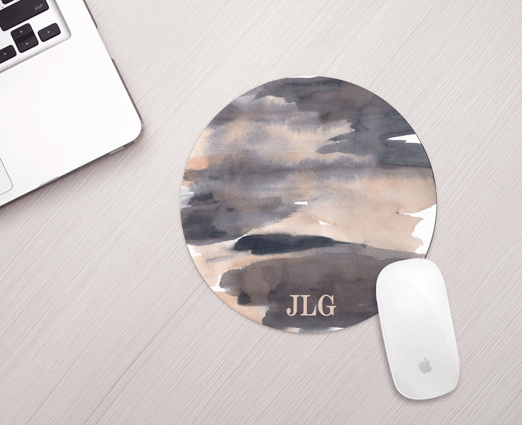 Personalized Mousepad Neutral Watercolor Personalized Monogram Mouse pad