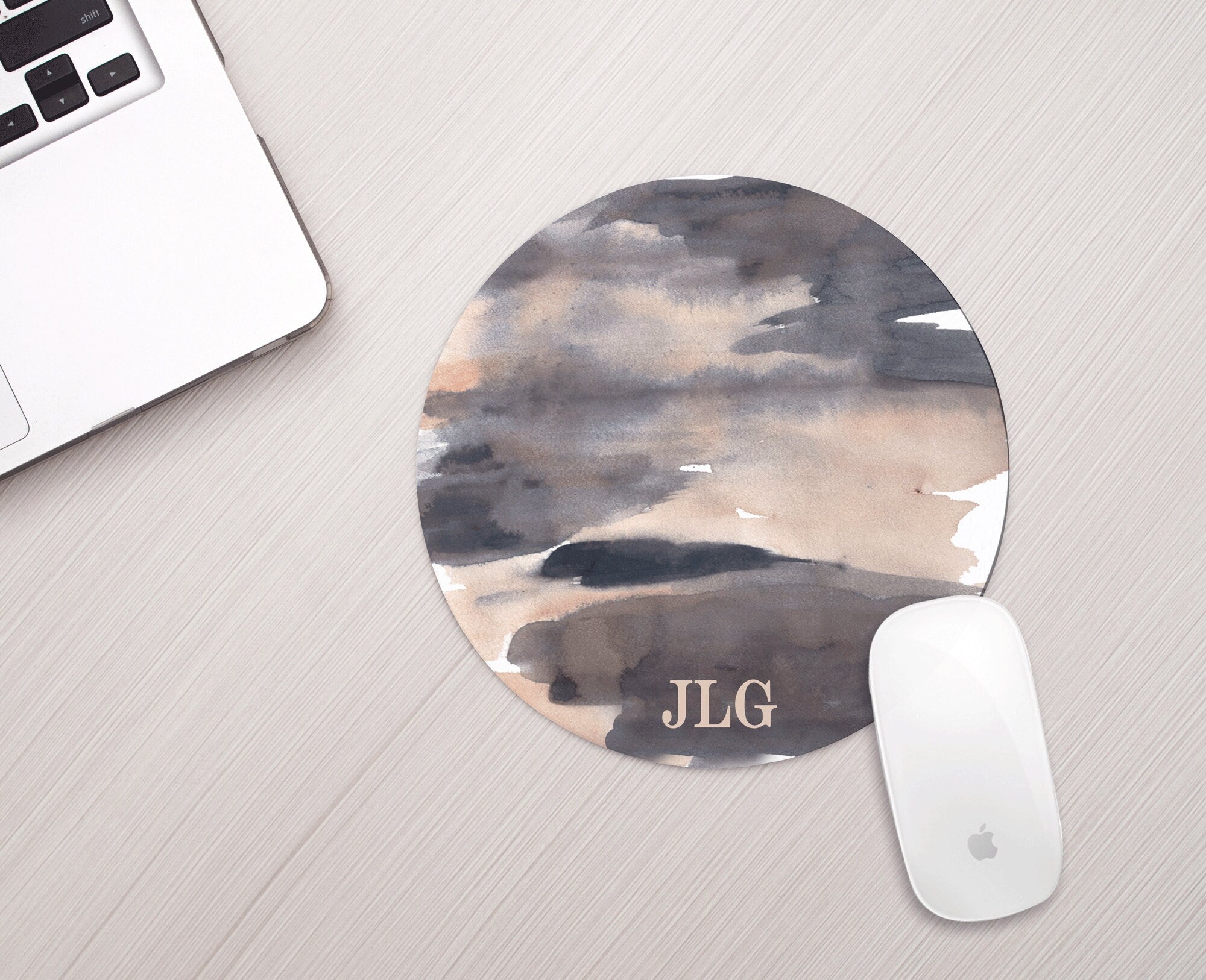 Personalized Mousepad Neutral Watercolor Personalized Monogram Mouse pad