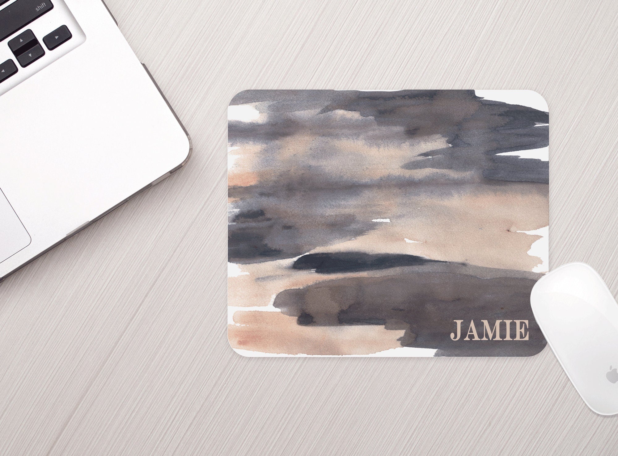 Personalized Mousepad Neutral Watercolor Personalized Monogram Mouse pad