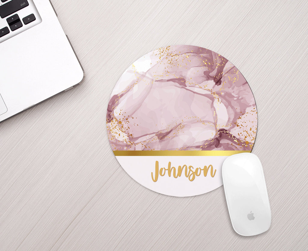 Personalized Pink Marble Mousepad Personalized Pink Gold Marble Monogram Mouse pad