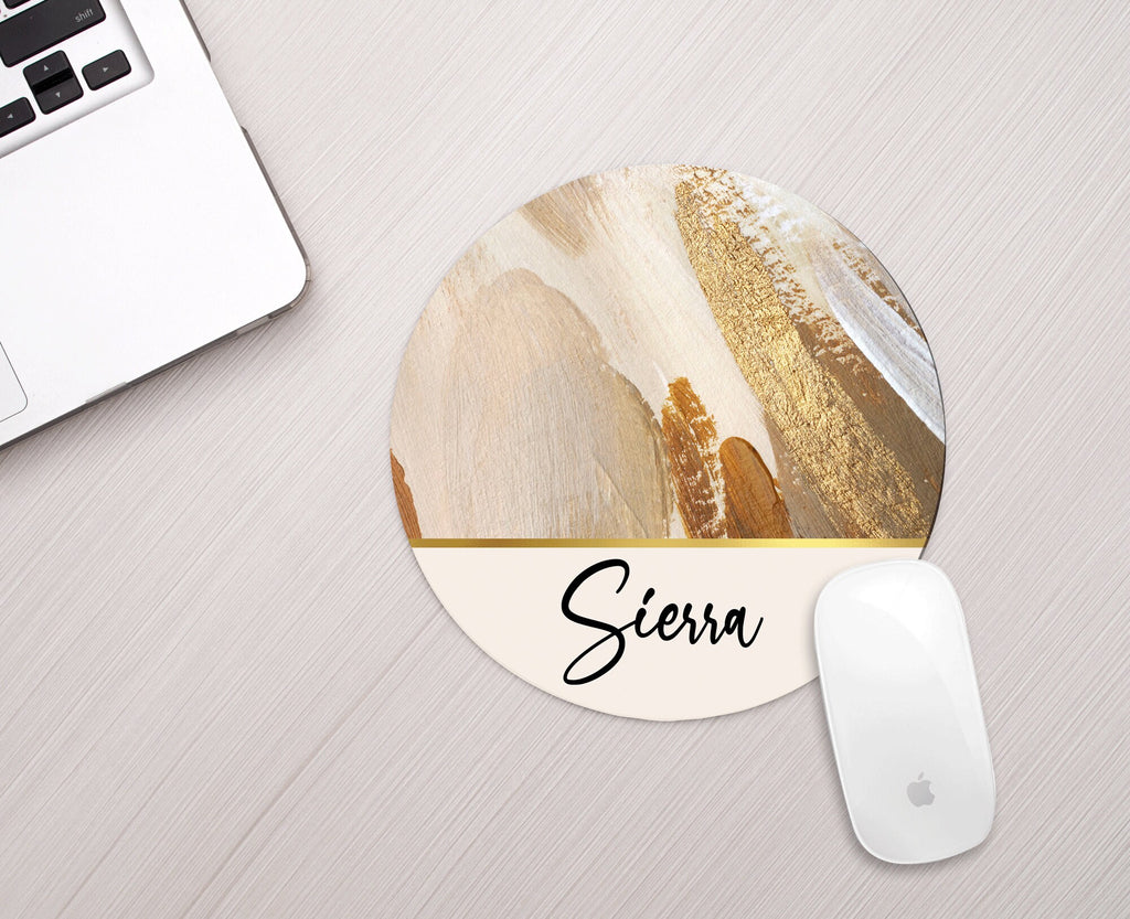 Personalized Neutral Gold Mousepad Personalized Monogram Mouse pad