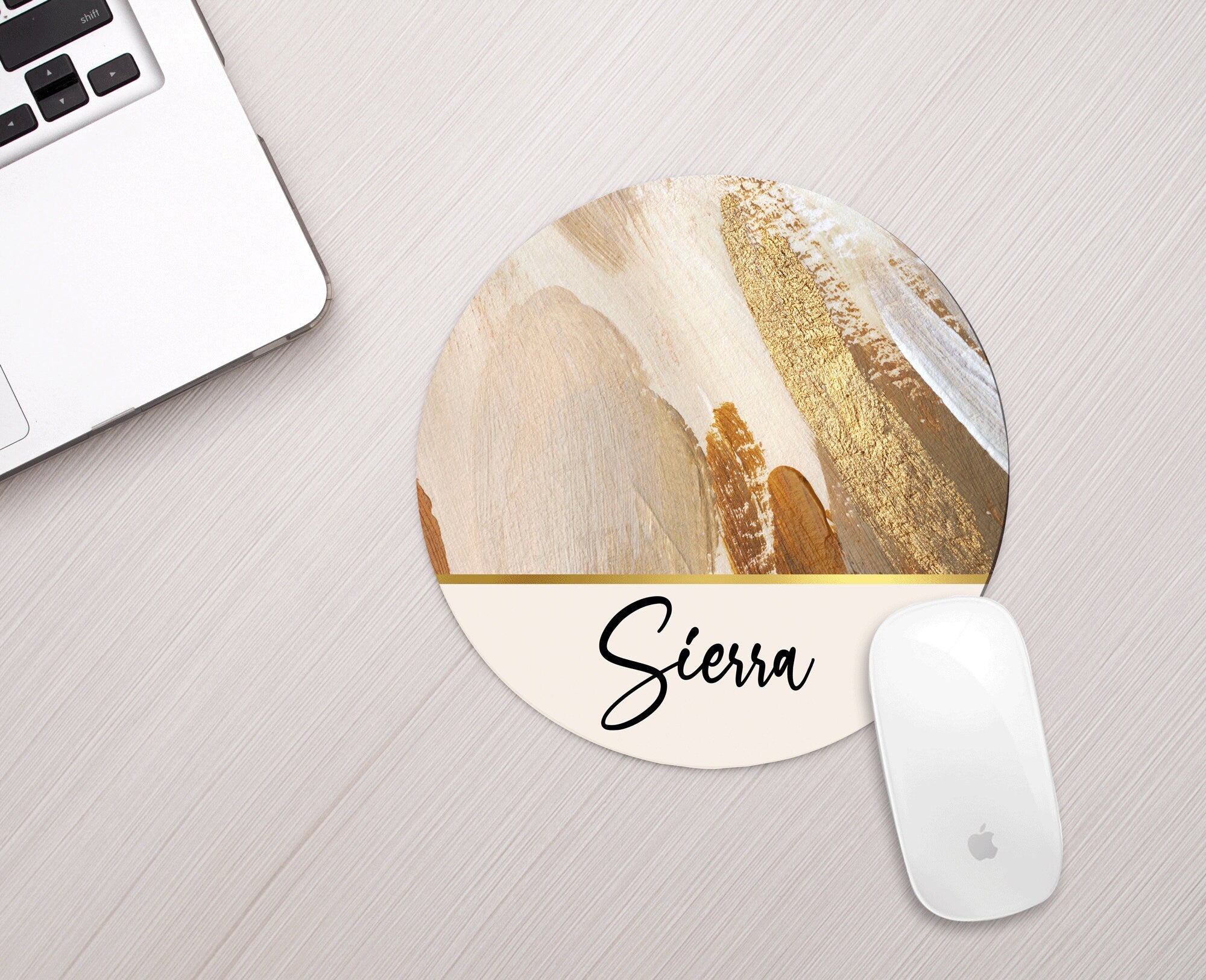 Personalized Neutral Gold Mousepad Personalized Monogram Mouse pad