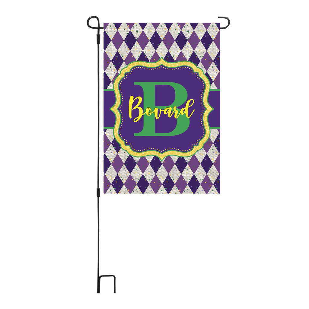 Personalized Welcome Garden Flag, Mardi Gras Garden Flag, Custom Mardi Gras Garden Flag