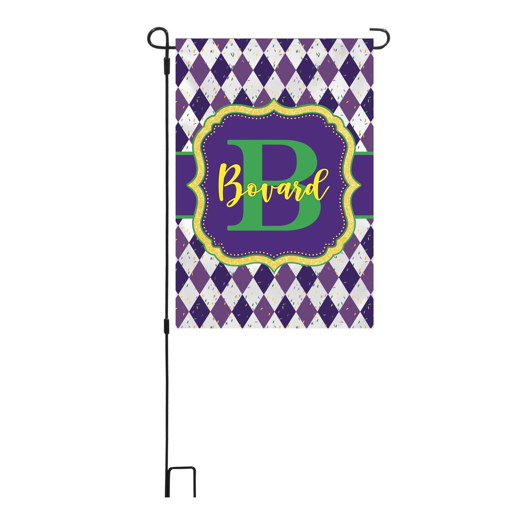 Personalized Welcome Garden Flag, Mardi Gras Garden Flag, Custom Mardi Gras Garden Flag