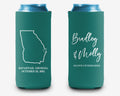 State Outline Wedding Custom Can Cooler, Modern Wedding Can Cooler Favors, Personalized Can Cooler Sleeve