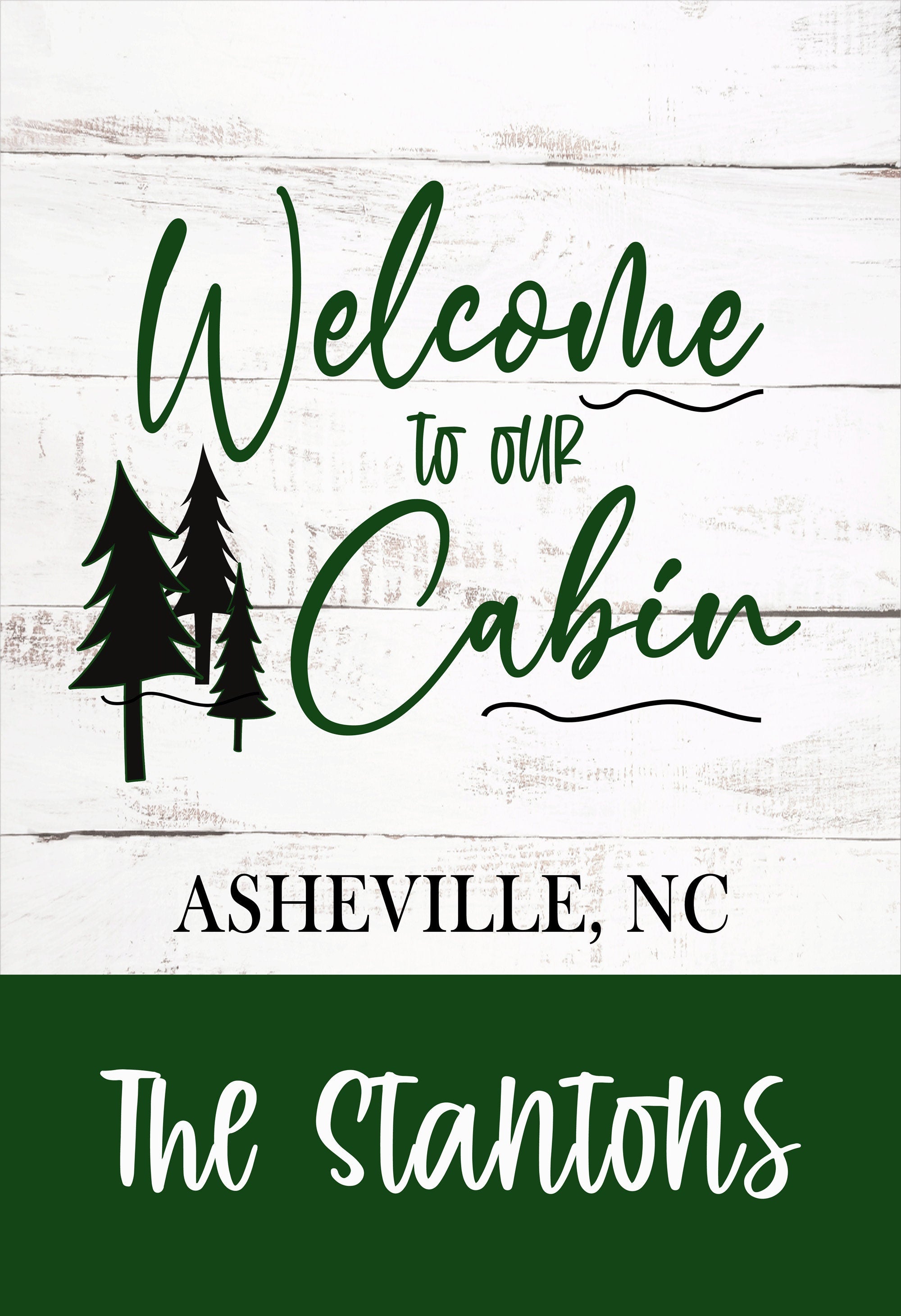 Welcome to our Cabin Personalized Custom Garden Flag Rustic Cabin Mountain Garden Flag