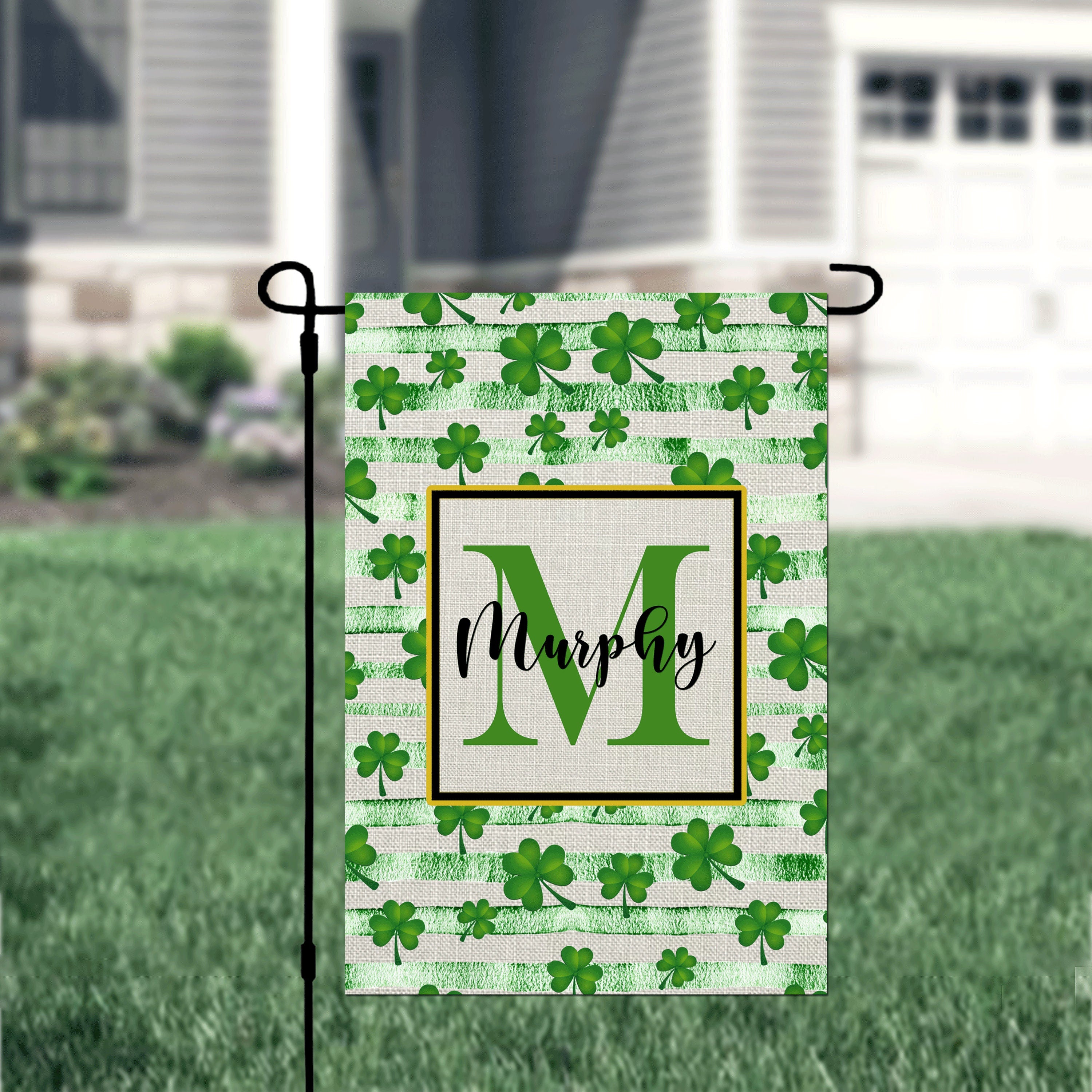 Personalized St. Patrick's Day Garden Flag, Custom Shamrock Garden Flag