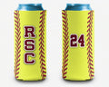 Softball Stitch Can Cooler Personalized Team Number Can Cooler Sleeve Slim and Regular Size