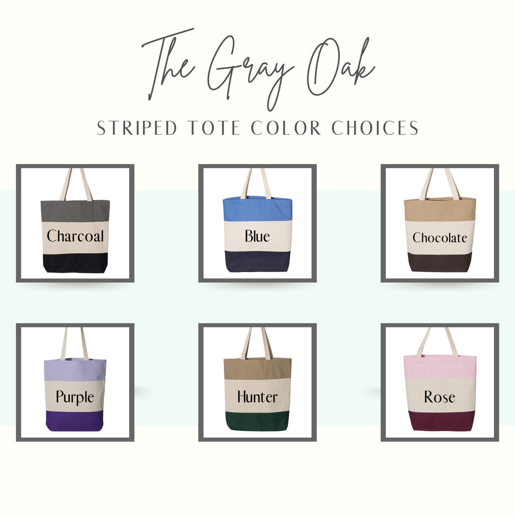 Personalized Striped Tote Bag, Bridesmaid Totes Gift, Name Canvas Tote, Girls Weekend Tote