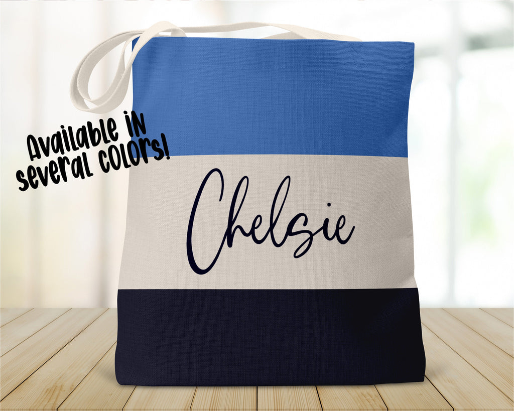 Personalized Striped Tote Bag, Bridesmaid Totes Gift, Name Canvas Tote, Girls Weekend Tote