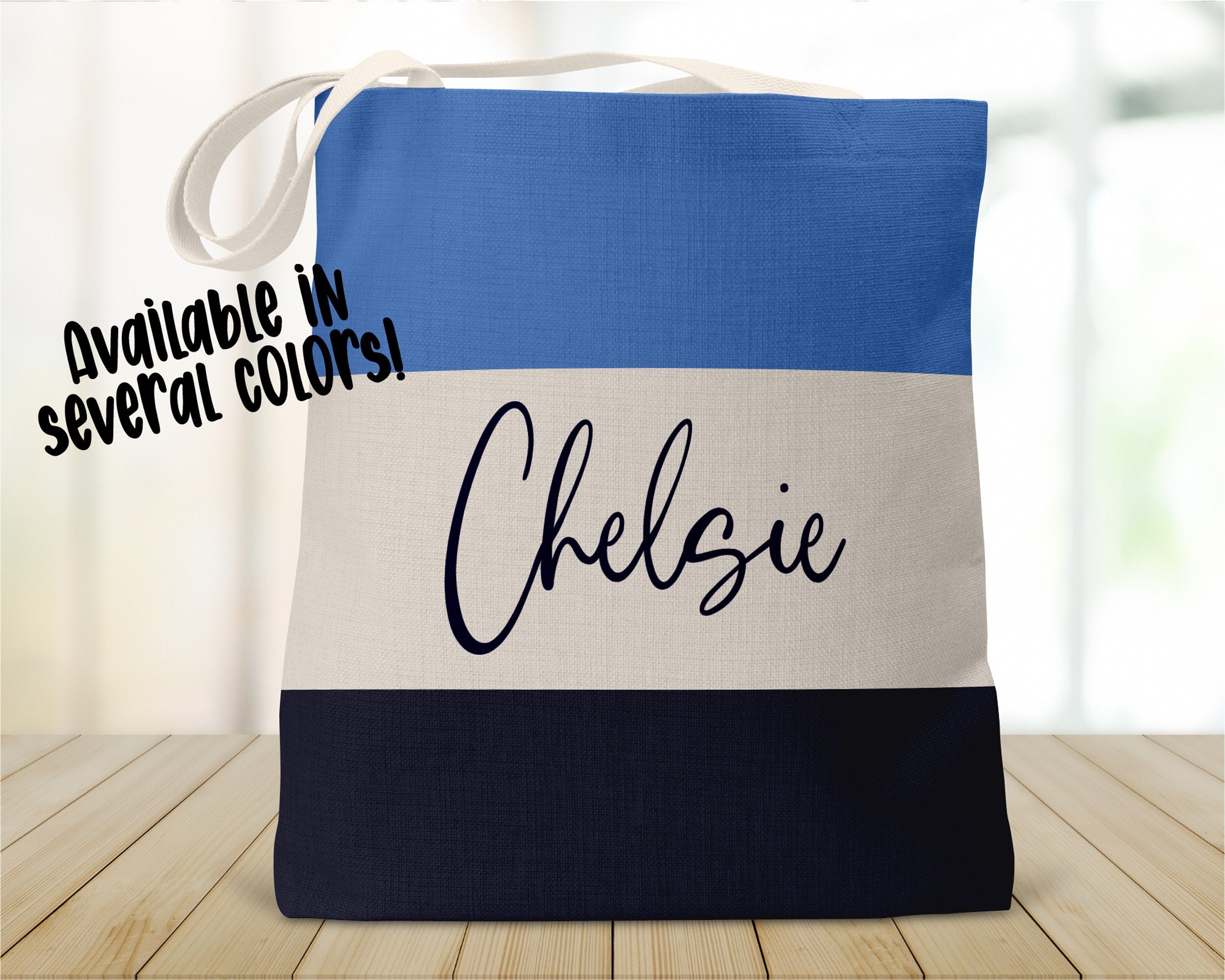 Personalized Striped Tote Bag, Bridesmaid Totes Gift, Name Canvas Tote, Girls Weekend Tote