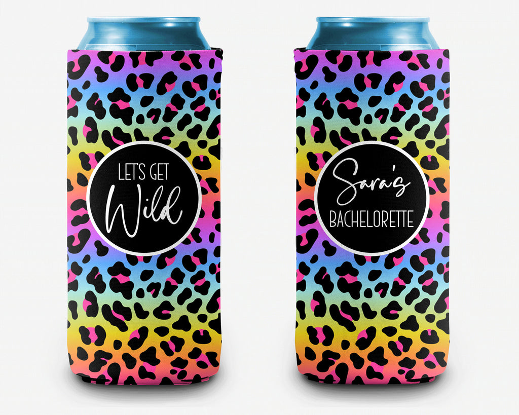 Animal Print Ombre Can Cooler Party Huggers Bachelorette Trip Personalized Can Cooler Sleeve