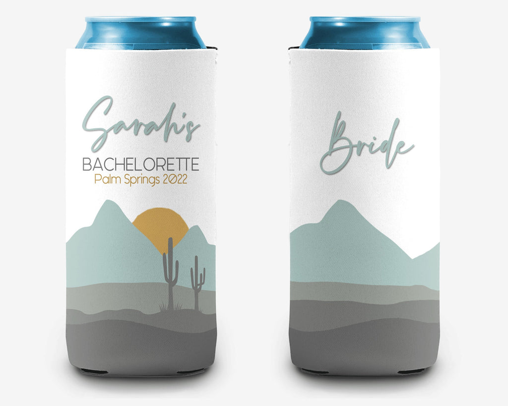 Bachelorette Party Can Cooler Desert Theme Can Cooler Bridal Party Personalized Can Cooler Sleeve