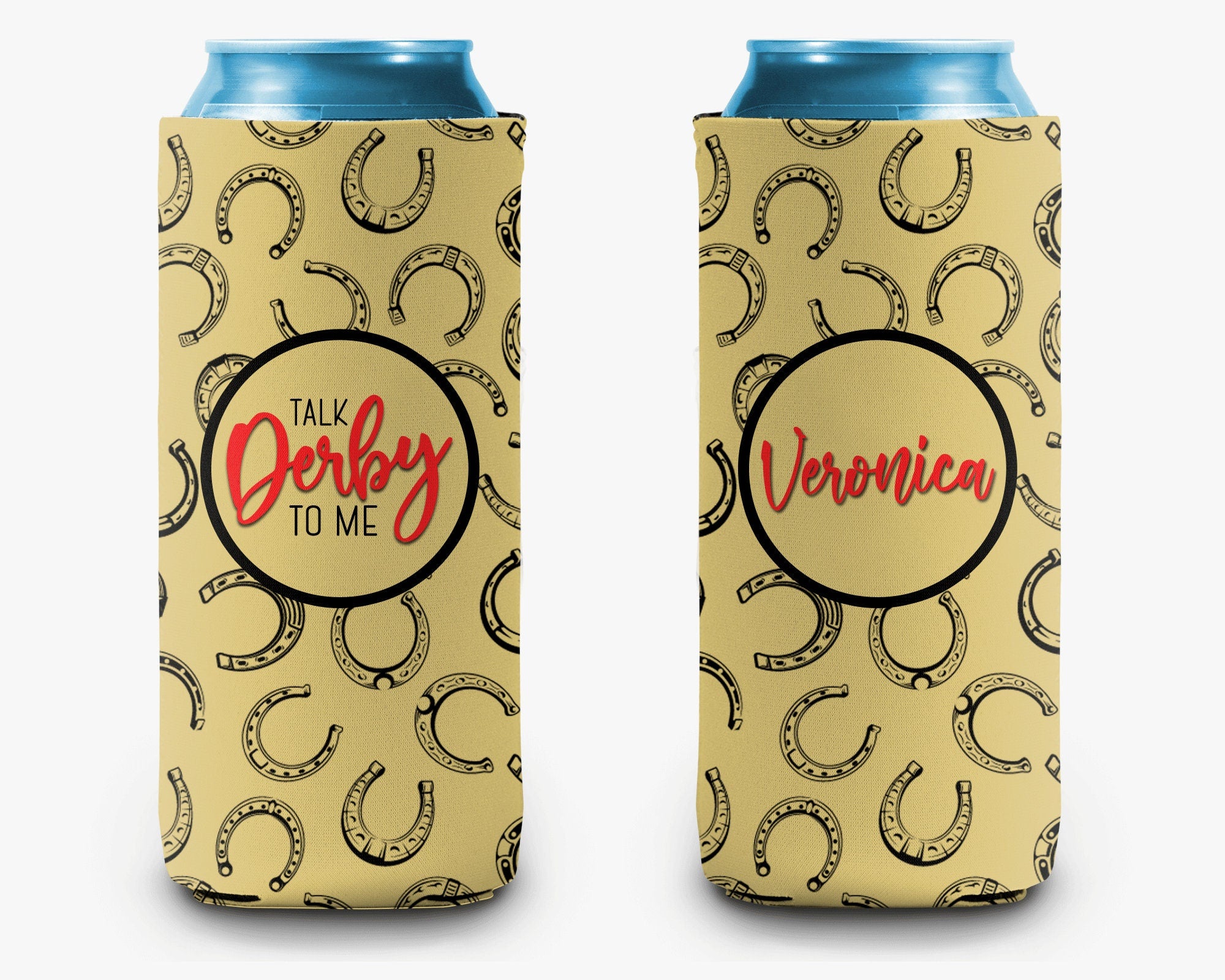 Horse Racing Derby Can Cooler Party Huggers Horseshoe Party Favors Personalized Can Cooler Sleeve
