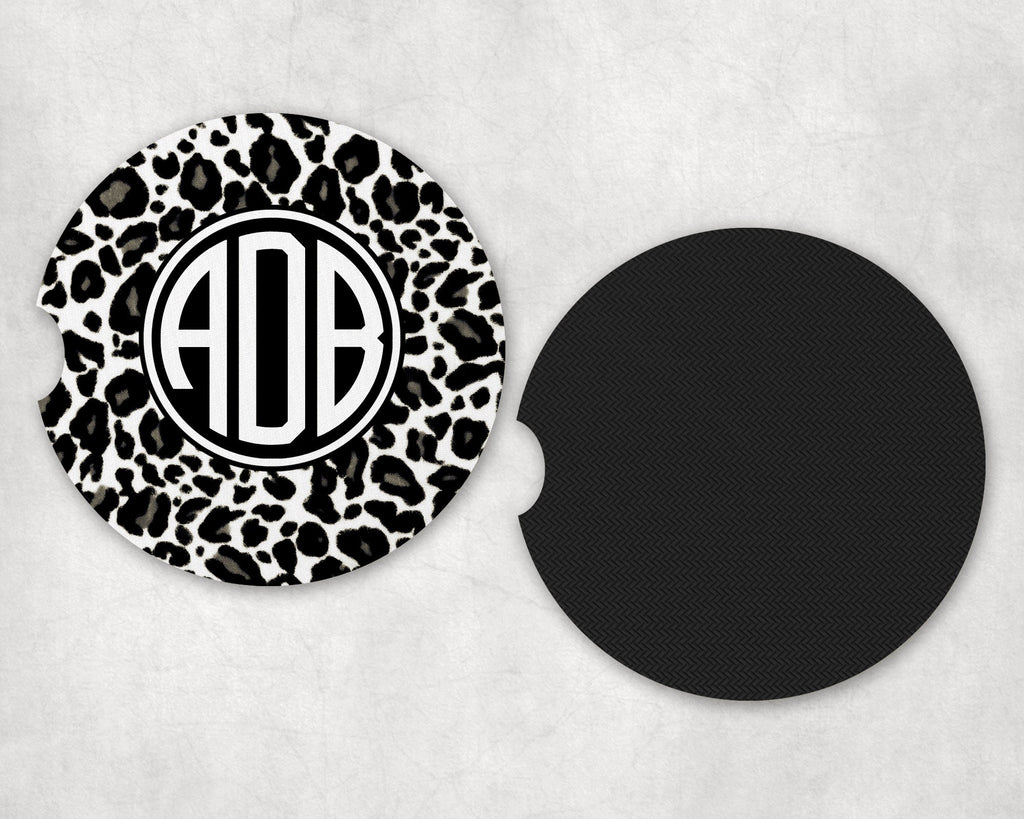 Monogram Animal Print Car Coasters, Personalized Custom Cup Holder Coaster