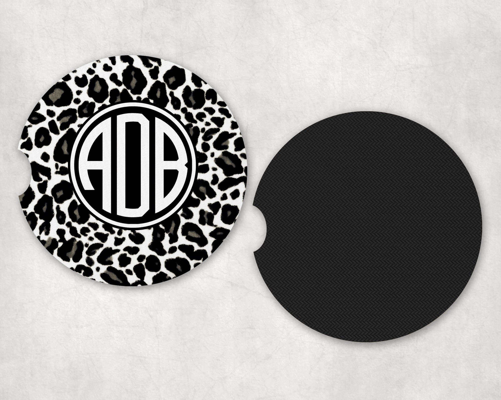 Monogram Animal Print Car Coasters, Personalized Custom Cup Holder Coaster