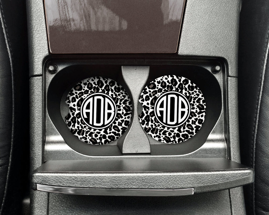 Monogram Animal Print Car Coasters, Personalized Custom Cup Holder Coaster
