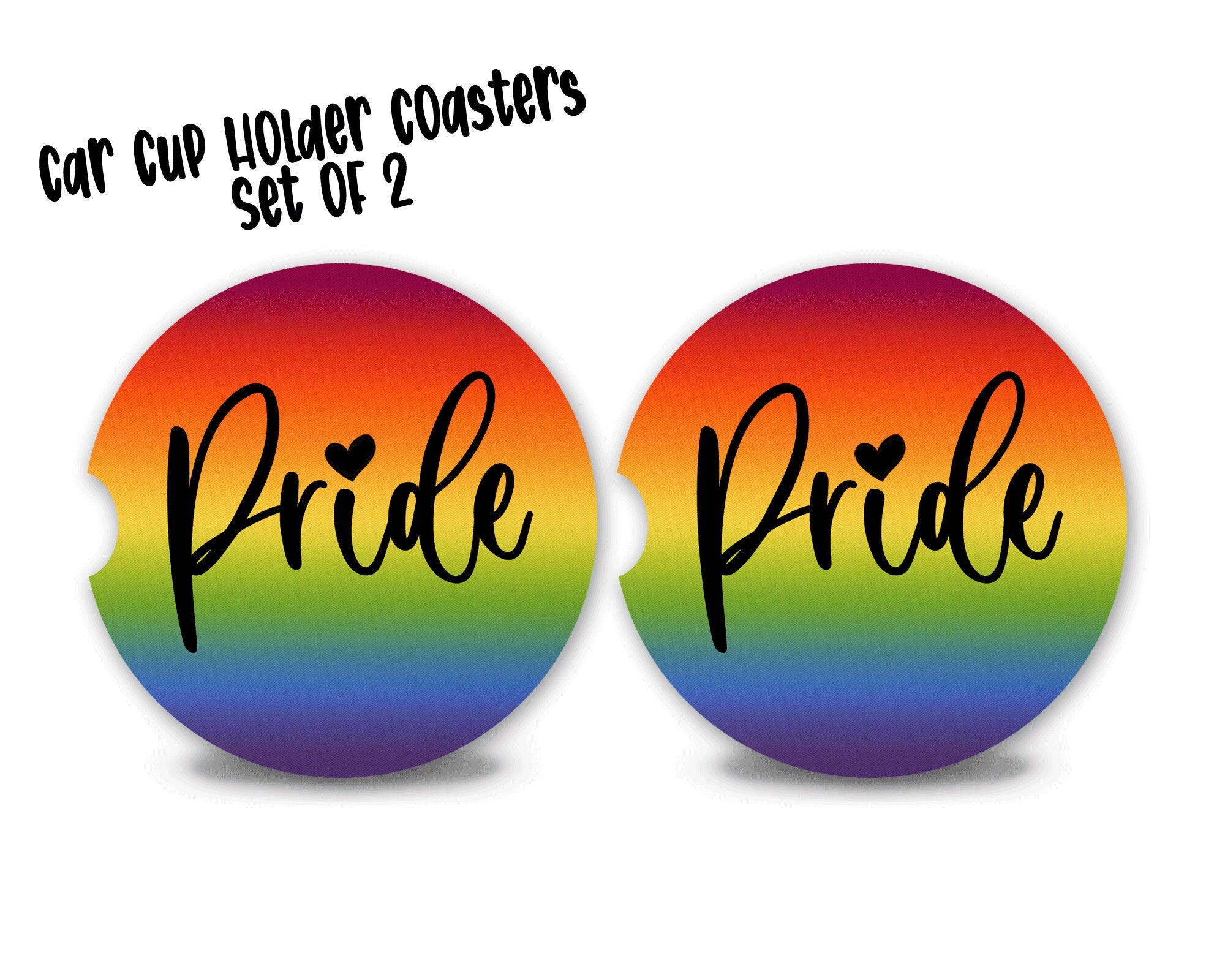 Pride Rainbow Car Coasters, Cup Holder Coaster