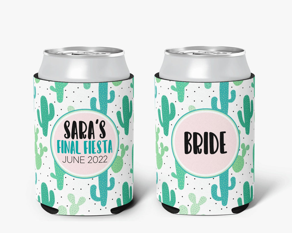 Desert Theme Bachelorette Party Can Cooler Cactus Final Fiesta Event Can Cooler Personalized Can Cooler Sleeve