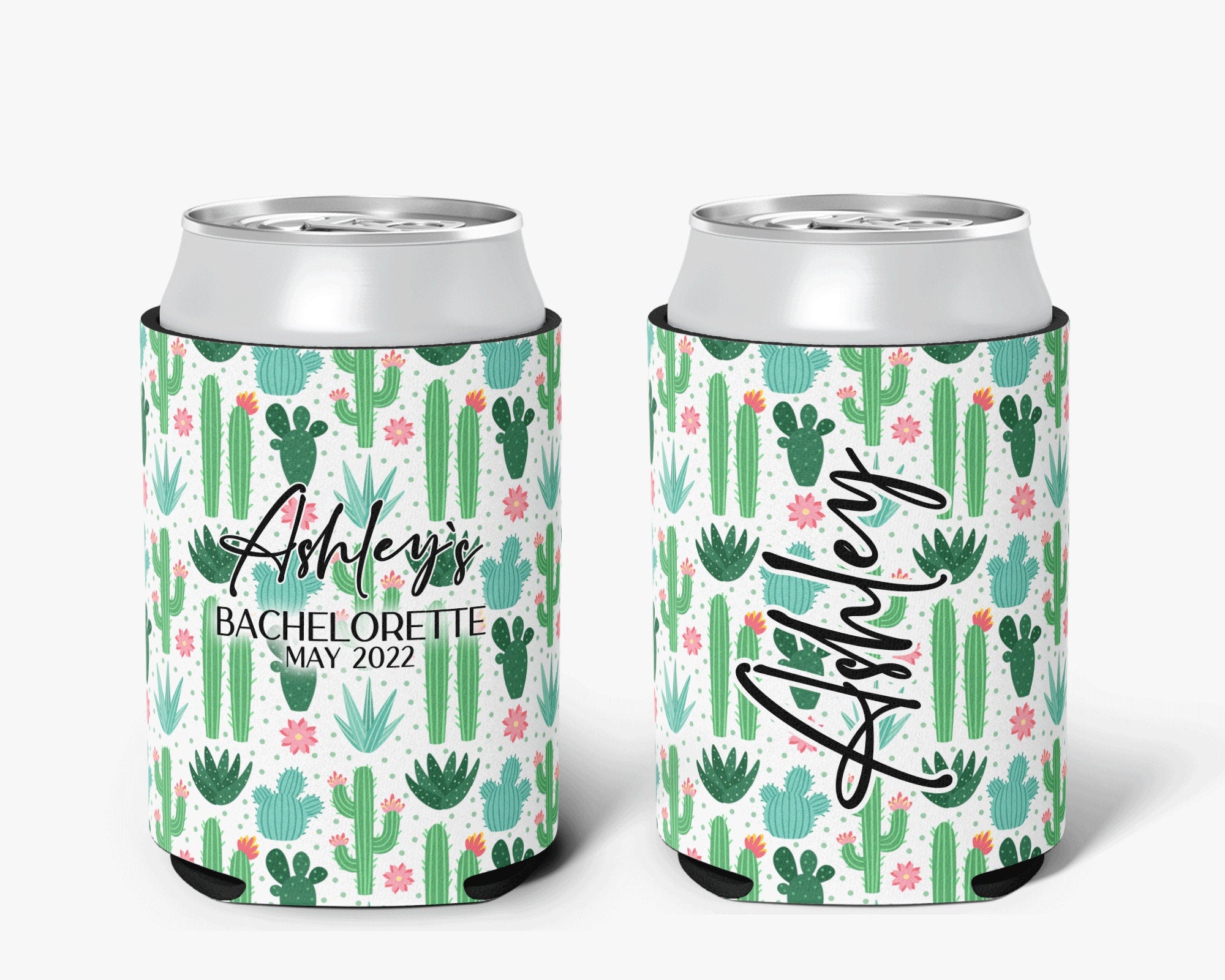 Desert Theme Cactus Bachelorette Party Can Cooler Bridal Event Can Cooler Personalized Can Cooler Sleeve