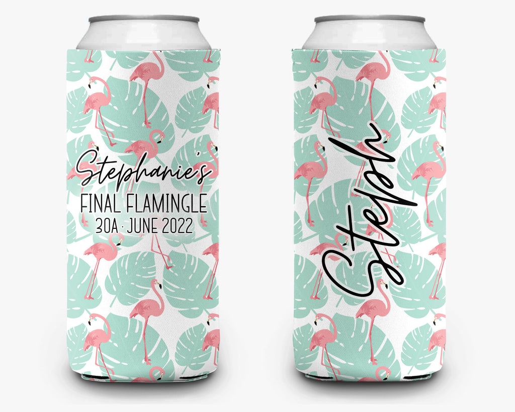 Flamingo Event Can Cooler Tropical Party Huggers Personalized Can Cooler Sleeve