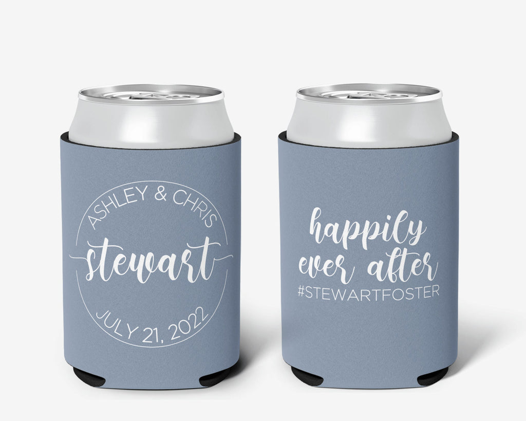 Wedding Custom Can Cooler, Modern Circle Wedding Can Cooler Favors, Personalized Can Cooler Sleeve