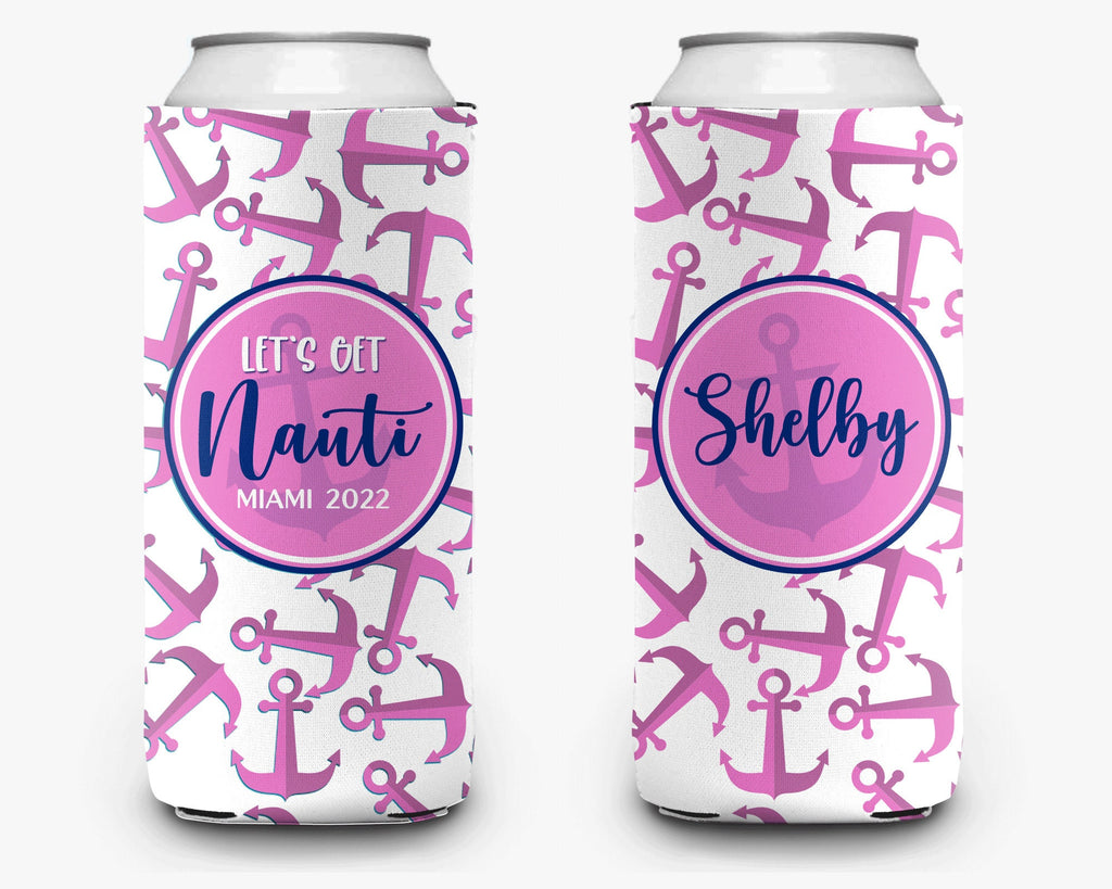 Nautical Anchor Can Cooler- Vacation Nauti Personalized Can Cooler Sleeve