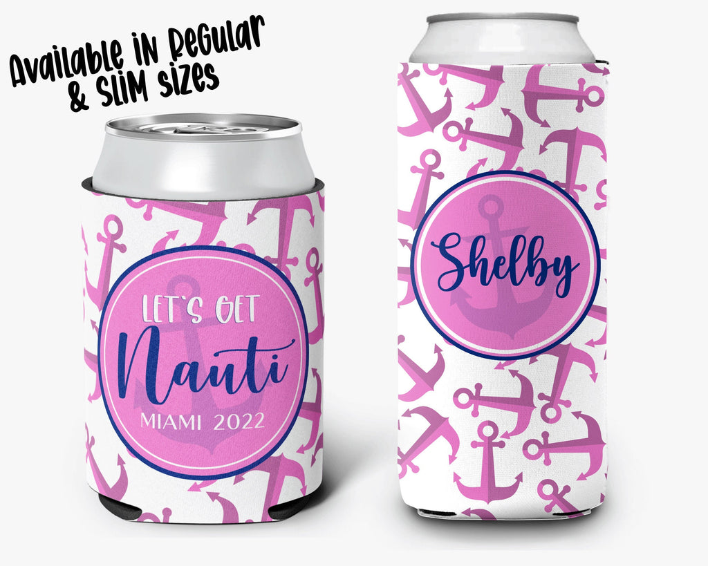 Nautical Anchor Can Cooler- Vacation Nauti Personalized Can Cooler Sleeve