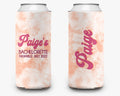 Bachelorette Party Can Cooler - Coral Tie Dye Can Cooler - Bridal Party Personalized Can Cooler Sleeve