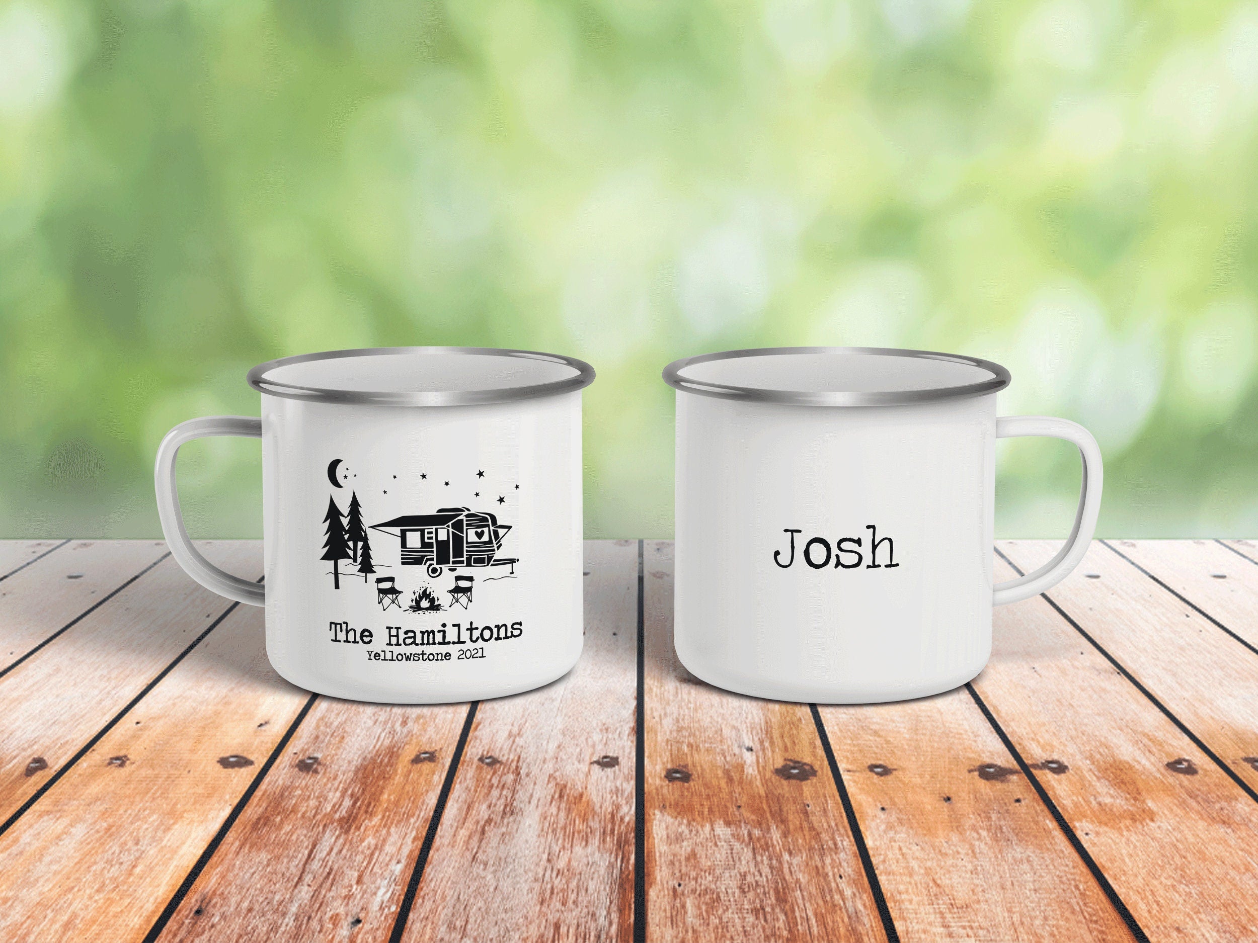 Personalized Camping Mug, Custom Enamel Mug, Personalized Coffee Mug, Campfire Mug