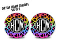 Monogram Rainbow Animal Print Car Coasters, Personalized Custom Cup Holder Coaster