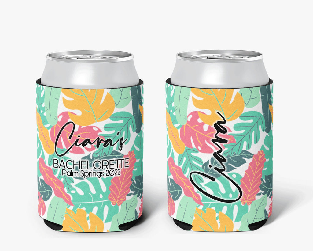 Tropical Palm Event Can Cooler Beach Party Huggers Personalized Can Cooler Sleeve