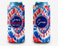 Tie Dye Red White Blue Can Cooler USA Personalized Can Cooler