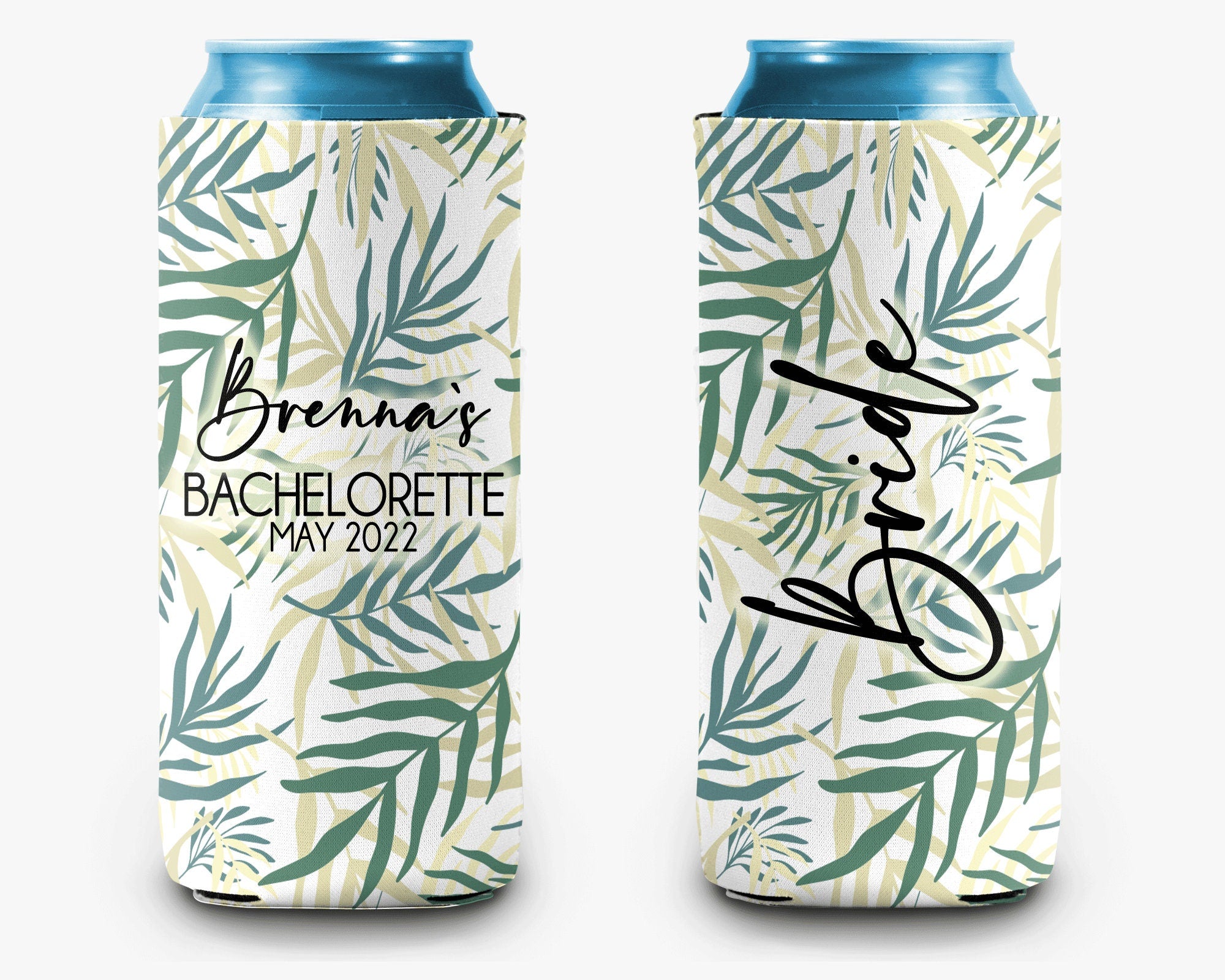 Palm Leaves Event Can Cooler Party Huggers Personalized Can Cooler Sleeve